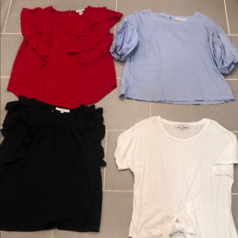 ELEVEN LOFT Women's Tops - Red, Blue, Black, and White